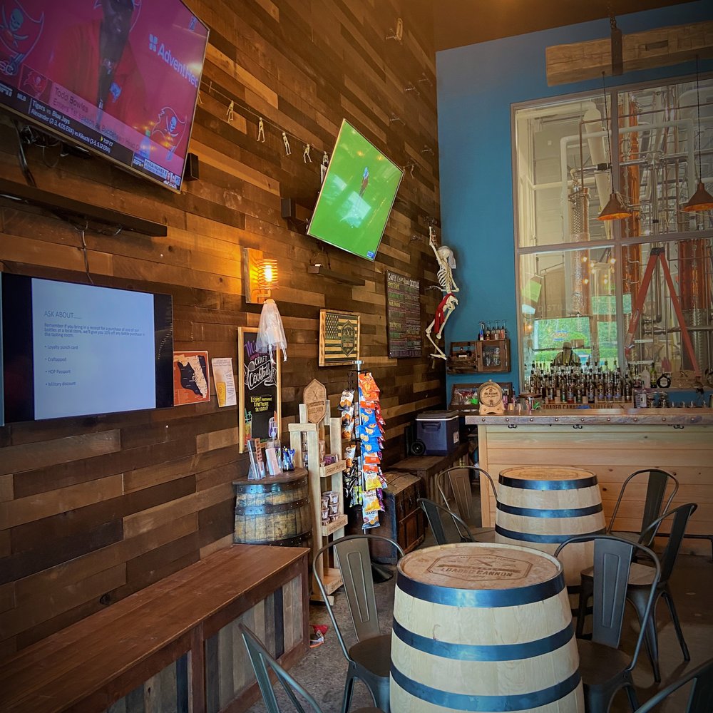 Loaded Cannon Distillery - a bar with barrels and a television - Distilleries Near Me - Bradenton, Florida Loaded Cannon Distillery - a bar with barrels and a television - Distilleries Near Me - Bradenton, Florida