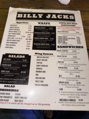 Menu photo 1 Billy Jacks Grill & Bar Robertsdale, AL Menu photo 1 Billy Jacks Grill & Bar Robertsdale, AL