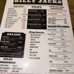 Billy Jacks Grill & Bar - Menu