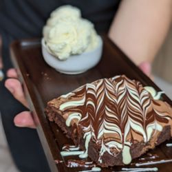Brownie with vanilla ice cream