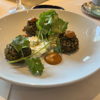 Aria - Chickpea fritters harissa whipped feta - New American Near Me - Atlanta, Georgia