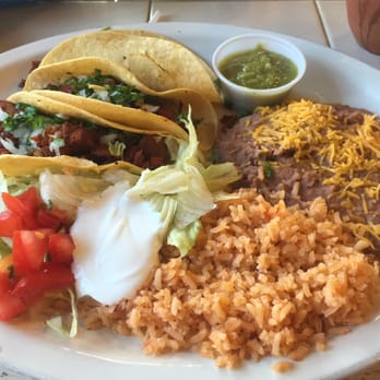 Los Gabanes Mexican Restaurant - Al Pastor tacos served with 3, rice and beans, extra fixins for $9.99 - Mexican Near Me - Greybull, Wyoming