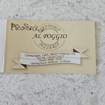 Al Poggio - The older gentleman gave me this the night before. I'm not sure if its his name or free wire offer. Mr. Pickpocket. - Pizza Near Me - Venice, VE Al Poggio - The older gentleman gave me this the night before. I'm not sure if its his name or free wire offer. Mr. Pickpocket. - Pizza Near Me - Venice, VE