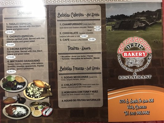 Menu photo 2 Ortiz Bakery & Restaurant Vista, CA