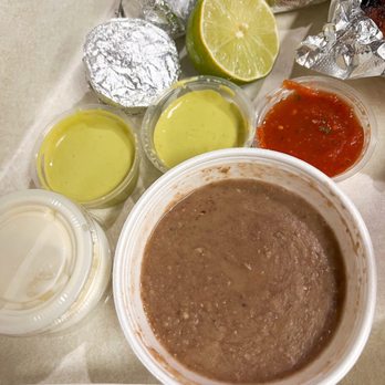El Pollo Rico - Refried Beans and green sauce (bomb)! - Mexican Near Me - Cedar Park, Texas