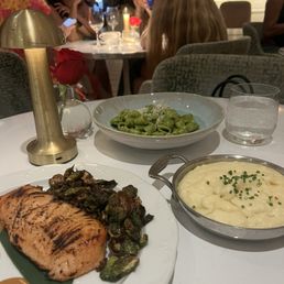 MISO SALMON, Whipped Potatoes, PESTO RIGATONI