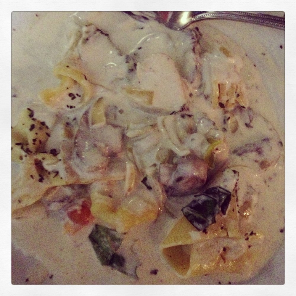 Kitchen on 5th - Colorful pasta in a white wine cream sauce with chicken and mushrooms! - Do-It-Yourself Food Near Me - Los Angeles, California Kitchen on 5th - Colorful pasta in a white wine cream sauce with chicken and mushrooms! - Do-It-Yourself Food Near Me - Los Angeles, California