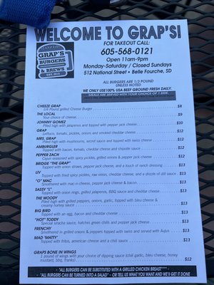 Menu photo 8 Grap's Burgers & Brews Belle Fourche, SD