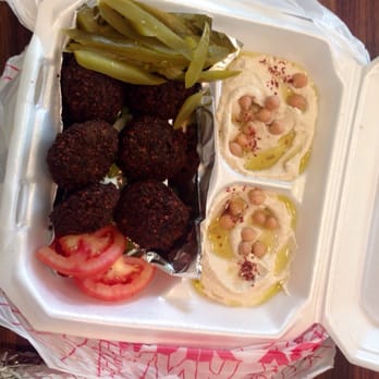 Cafe Mawal - Falafel platter with hummus & pickles - Hookah Bars Near Me - Houston, Texas Cafe Mawal - Falafel platter with hummus & pickles - Hookah Bars Near Me - Houston, Texas