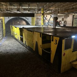 The Haunted Mine - The entrance to the mine and mine car