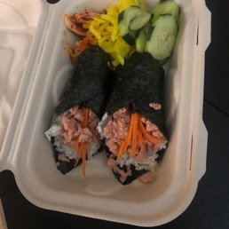 Spam Kelaguen cone rolls, cucumber salad, diagu & kimchi, just delicious. I ordered 2. So Nummy. Just Wow.  Super excited. Delicious