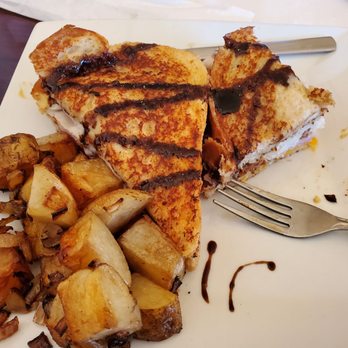 The Hen & Egg - Monte Cristo and home fries w/sautéed onions - Breakfast & Brunch Near Me - Newton, North Carolina The Hen & Egg - Monte Cristo and home fries w/sautéed onions - Breakfast & Brunch Near Me - Newton, North Carolina