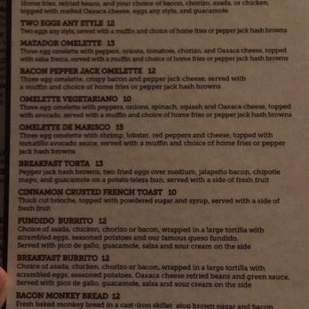 Madero 1899 - Matador Cantina Menu Page 6 of 7 as of 14 October 2017 - Mexican Near Me - Fullerton, California Madero 1899 - Matador Cantina Menu Page 6 of 7 as of 14 October 2017 - Mexican Near Me - Fullerton, California