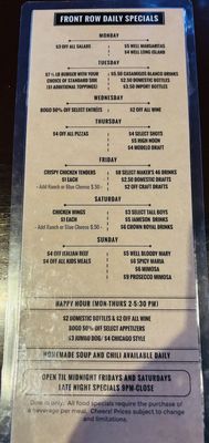 Menu photo 1 Front Row Bar - Eatery - Events Homer Glen, IL