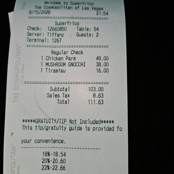 Superfrico - Our bill - Italian Near Me - Las Vegas, Nevada Superfrico - Our bill - Italian Near Me - Las Vegas, Nevada