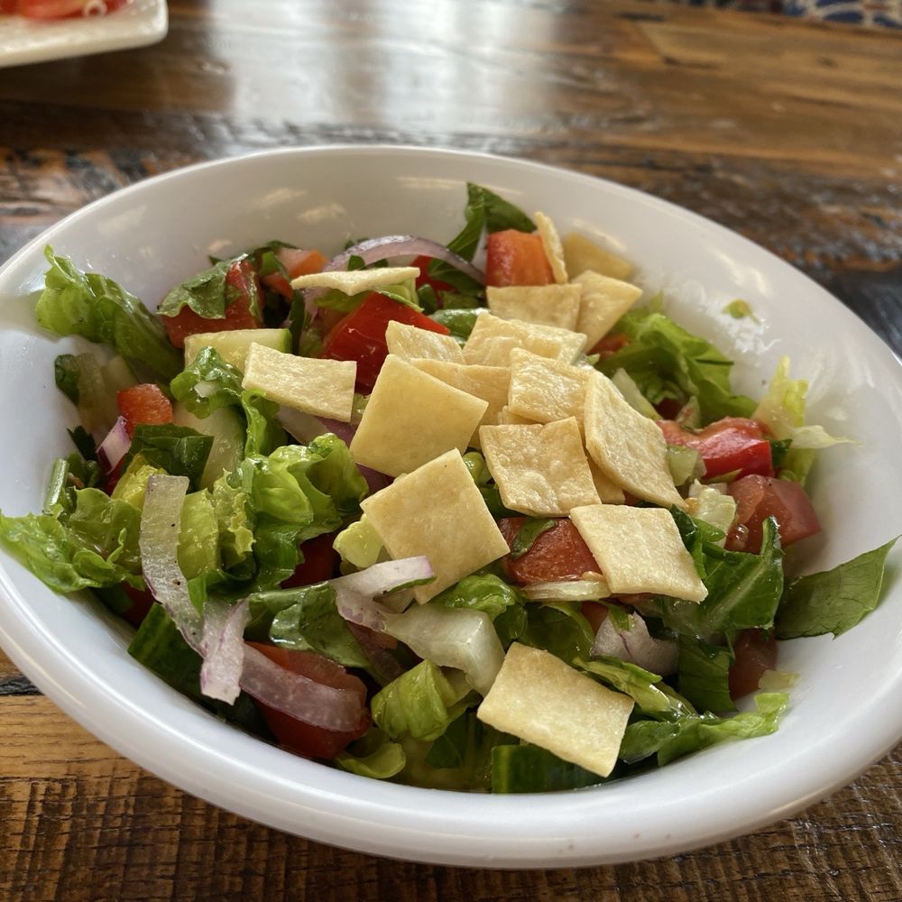Fattoush salad - a good Mediterranean salad with little pita chips Fattoush salad - a good Mediterranean salad with little pita chips