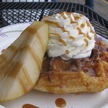The Waffle Window - Pear nutella waffles w/ whipped cream & caramel. - Breakfast & Brunch Near Me - Portland, Oregon The Waffle Window - Pear nutella waffles w/ whipped cream & caramel. - Breakfast & Brunch Near Me - Portland, Oregon