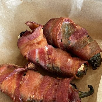 The Horseshoe - 3 (of 6) bacon wrapped jalapeño poppers. Awesome! - Breakfast & Brunch Near Me - Benson, Arizona The Horseshoe - 3 (of 6) bacon wrapped jalapeño poppers. Awesome! - Breakfast & Brunch Near Me - Benson, Arizona