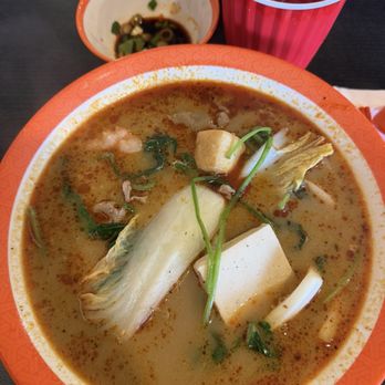 YGF Malatang - Herbal beef bone broth ($13.99/lb + $3 for beef broth) and complimentary lychee tea - Hot Pot Near Me - San Diego, California