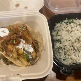 California Taco $6.50 with cilantro and butter white rice $5.00. Gross.