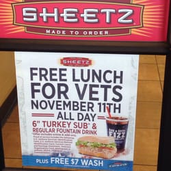 Sheetz - Free meal & car wash for Veterans