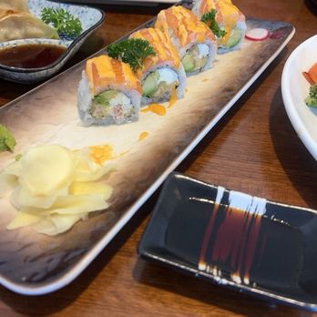 Kobe Sushi And Hibachi Grill - S4. Gold Salmon Roll, very good. - Sushi Bars Near Me - Bend, Oregon Kobe Sushi And Hibachi Grill - S4. Gold Salmon Roll, very good. - Sushi Bars Near Me - Bend, Oregon
