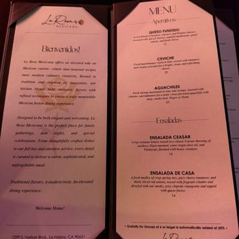 La Rosa - Menu - Venues & Event Spaces Near Me - La Habra, California