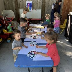 Gan Israel Preschool - Art studio outdoors.