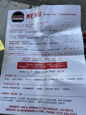 Menu photo 1 Glory Burger Los Angeles, CA
