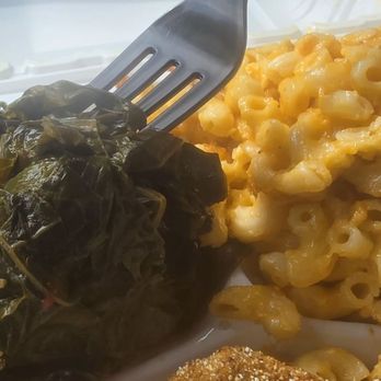 Martha's Table - Greens (one of 2 sides - mac and cheese pictured) - Soul Food Near Me - Cambridge, Maryland