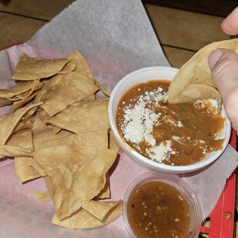 Los Hermanos Pollos A Las Brazas - Chips with cotija cheese and salsa - Mexican Near Me - Modesto, California