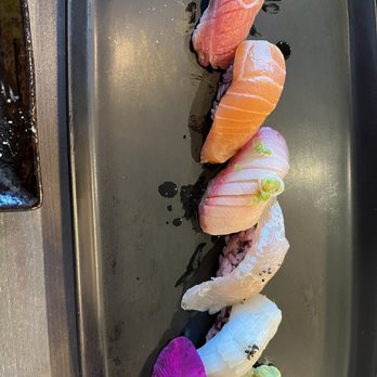 Kuro Sushi - Happy Hour Sushi Combo - toro, salmon, tuna, fluke and squid - delicious - Sushi Bars Near Me - Bellevue, Washington Kuro Sushi - Happy Hour Sushi Combo - toro, salmon, tuna, fluke and squid - delicious - Sushi Bars Near Me - Bellevue, Washington