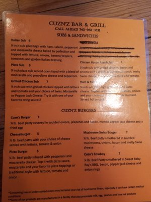Menu photo 3 Cuzn’z Bar & Grill Etna, OH Menu photo 3 Cuzn’z Bar & Grill Etna, OH