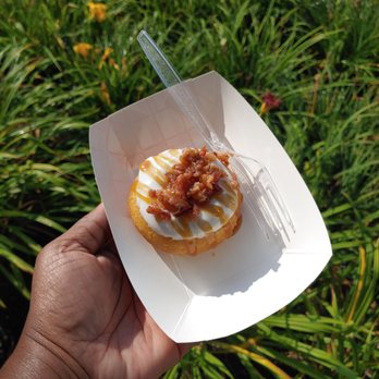 Donna's Delicious Dozen - The Mitch : Vanilla icing with bacon & carmel drizzle - Donuts Near Me - Columbus, Ohio