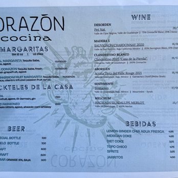 Corazon Cocina VTA - Drink Menu - Mexican Near Me - Ventura, California Corazon Cocina VTA - Drink Menu - Mexican Near Me - Ventura, California