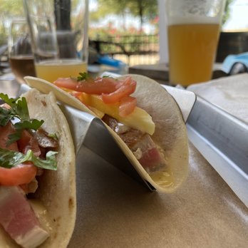 Oz. Tap House - Ahi tuna taco's were great! Get med rare. Yum! - Beer Gardens Near Me - Austin, Texas
