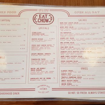 Eat Chow - menu - Breakfast & Brunch Near Me - Costa Mesa, California