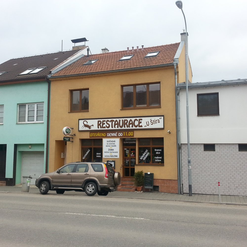 Restaurace "U Stira" - Front of restaurant. Entrance in the middle. - Czech Near Me - Brno, JM Restaurace "U Stira" - Front of restaurant. Entrance in the middle. - Czech Near Me - Brno, JM