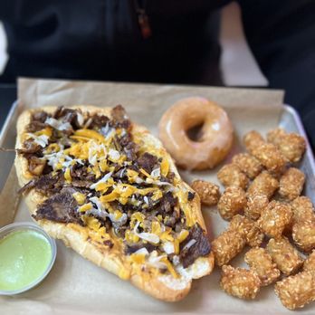 The Test Kitchen - a hot dog with cheese and onion rings - Donuts Near Me - Minneapolis, Minnesota The Test Kitchen - a hot dog with cheese and onion rings - Donuts Near Me - Minneapolis, Minnesota