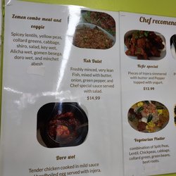 Zemen Market and Carryout - Wall menu with pictures and descriptions.