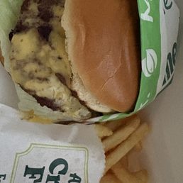Double smash burger with fries