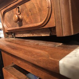 Missing granite piece & the drawer is no longer attached Missing granite piece & the drawer is no longer attached