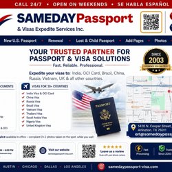 Sameday Passport & Visa Expedite Services - Sameday Passport & Visa Services in Arlington , TX Please Call 817-801-3232