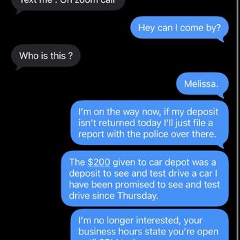 Car Depot Miami - Text messages to prove they will ignore you after stealing your money. - Used Car Dealers Near Me - Homestead, Florida Car Depot Miami - Text messages to prove they will ignore you after stealing your money. - Used Car Dealers Near Me - Homestead, Florida