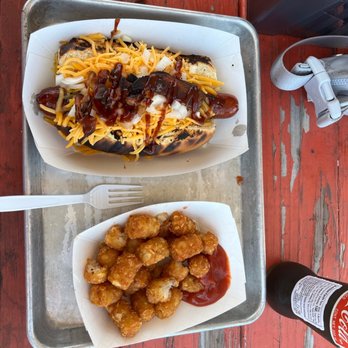 Daddy's Dogs - Nations - This is the Music City Dog with a side of tots. - Hot Dogs Near Me - Nashville, Tennessee Daddy's Dogs - Nations - This is the Music City Dog with a side of tots. - Hot Dogs Near Me - Nashville, Tennessee