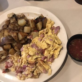 Irene's Cafe - Chopped Ham, Scrambled Eggs, House Potatoes, yummy salsa - American Near Me - Fresno, California Irene's Cafe - Chopped Ham, Scrambled Eggs, House Potatoes, yummy salsa - American Near Me - Fresno, California