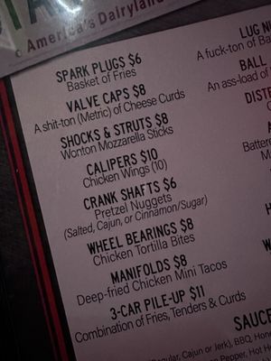 Menu photo 4 Pete's Garage Bar Oshkosh, WI