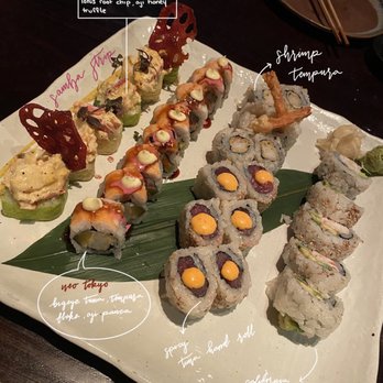 Sushisamba - left to right: samba strip, Neo Tokyo, Shrimp Tempura, California hand roll - Asian Fusion Near Me - Las Vegas, Nevada