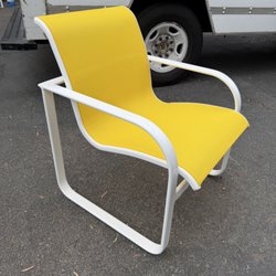 CFR Patio Showroom - Sling Fabric Replacement Brown Jordan Quantum Dining Arm Chair in fabric "Lemon Yellow"