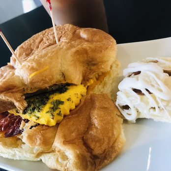 Buttercrumbs Bakery - Croissantwich Breakfast Sandwich w/ Sausage, Bacon, Egg & Cheese. Mini Apple Struedel. - Bakeries Near Me - Corfu, New York Buttercrumbs Bakery - Croissantwich Breakfast Sandwich w/ Sausage, Bacon, Egg & Cheese. Mini Apple Struedel. - Bakeries Near Me - Corfu, New York